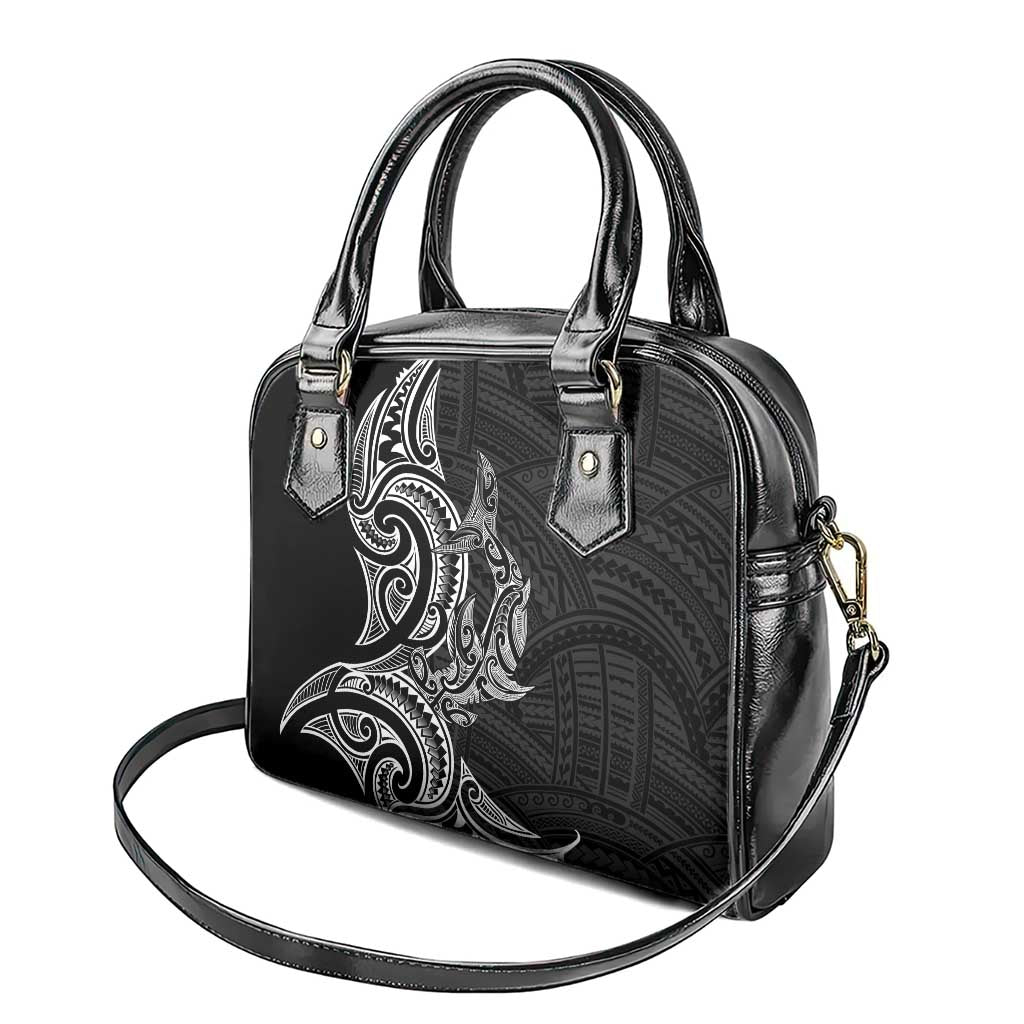 New Zealand Hammerhead Shark Shoulder Handbag Maori Haehae Mangopare Black - Aussie Hoodie