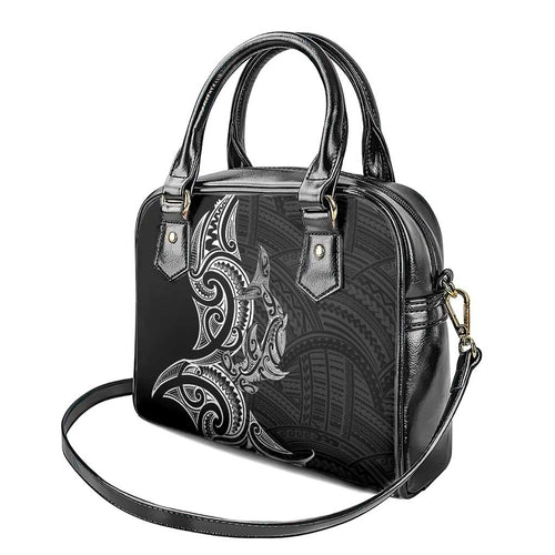 New Zealand Hammerhead Shark Shoulder Handbag Maori Haehae Mangopare Black - Aussie Hoodie