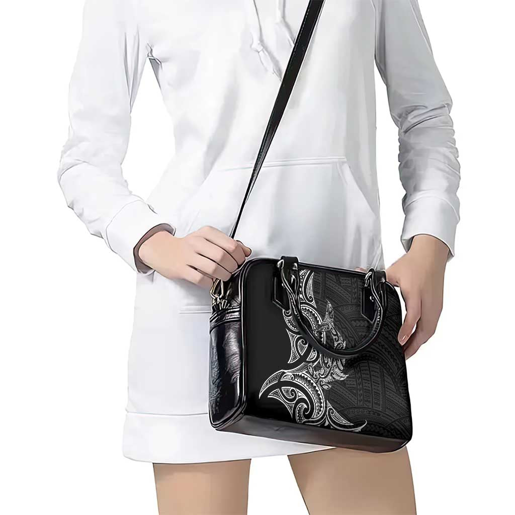 New Zealand Hammerhead Shark Shoulder Handbag Maori Haehae Mangopare Black - Aussie Hoodie