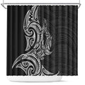 New Zealand Hammerhead Shark Shower Curtain Maori Haehae Mangopare Black - Aussie Hoodie
