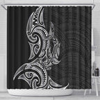 New Zealand Hammerhead Shark Shower Curtain Maori Haehae Mangopare Black - Aussie Hoodie