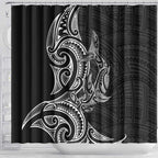 New Zealand Hammerhead Shark Shower Curtain Maori Haehae Mangopare Black - Aussie Hoodie