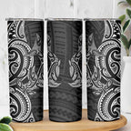 New Zealand Hammerhead Shark Skinny Tumbler Maori Haehae Mangopare Black - Aussie Hoodie