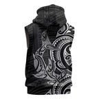 New Zealand Hammerhead Shark Sleeveless Hoodie Maori Haehae Mangopare Black - Aussie Hoodie
