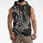 New Zealand Hammerhead Shark Sleeveless Hoodie Maori Haehae Mangopare Black - Aussie Hoodie