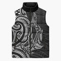 New Zealand Hammerhead Shark Sleeveless Puffer Jacket Maori Haehae Mangopare Black - Aussie Hoodie