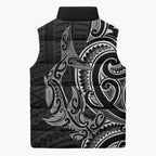 New Zealand Hammerhead Shark Sleeveless Puffer Jacket Maori Haehae Mangopare Black - Aussie Hoodie