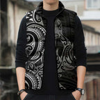 New Zealand Hammerhead Shark Sleeveless Puffer Jacket Maori Haehae Mangopare Black - Aussie Hoodie
