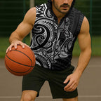 New Zealand Hammerhead Shark Sleeveless Zip Hoodie Maori Haehae Mangopare Black LT14