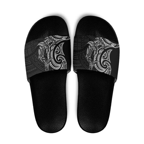 New Zealand Hammerhead Shark Slide Sandals Maori Haehae Mangopare Black - Aussie Hoodie