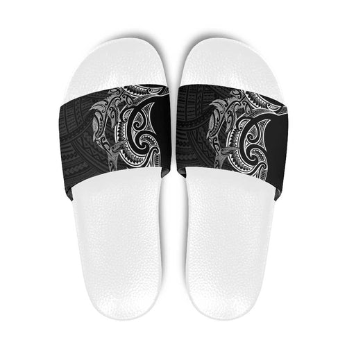 New Zealand Hammerhead Shark Slide Sandals Maori Haehae Mangopare Black - Aussie Hoodie
