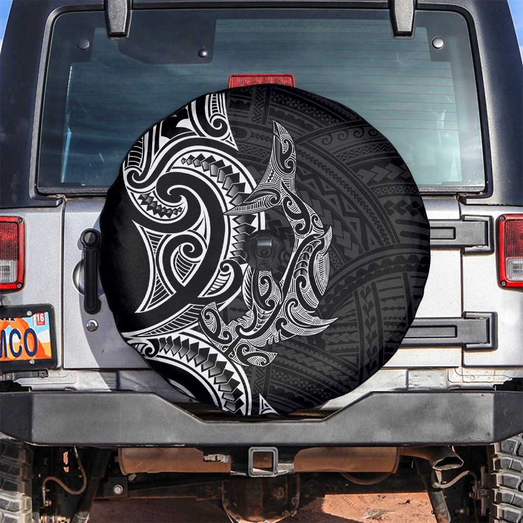 New Zealand Hammerhead Shark Spare Tire Cover Maori Haehae Mangopare Black - Aussie Hoodie