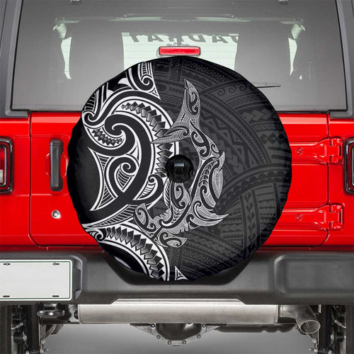 New Zealand Hammerhead Shark Spare Tire Cover Maori Haehae Mangopare Black - Aussie Hoodie