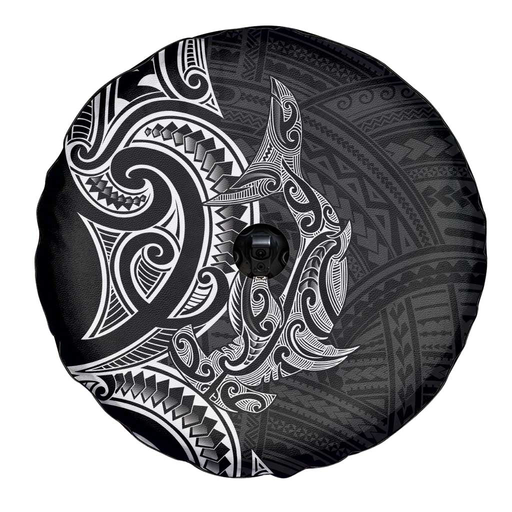 New Zealand Hammerhead Shark Spare Tire Cover Maori Haehae Mangopare Black - Aussie Hoodie