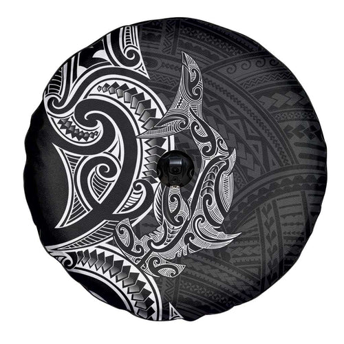 New Zealand Hammerhead Shark Spare Tire Cover Maori Haehae Mangopare Black - Aussie Hoodie