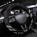 New Zealand Hammerhead Shark Steering Wheel Cover Maori Haehae Mangopare Black - Aussie Hoodie