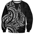 New Zealand Hammerhead Shark Sweatshirt Maori Haehae Mangopare Black - Aussie Hoodie