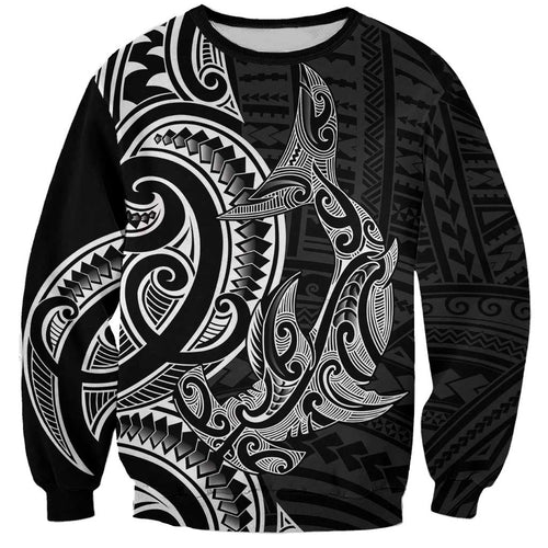 New Zealand Hammerhead Shark Sweatshirt Maori Haehae Mangopare Black - Aussie Hoodie