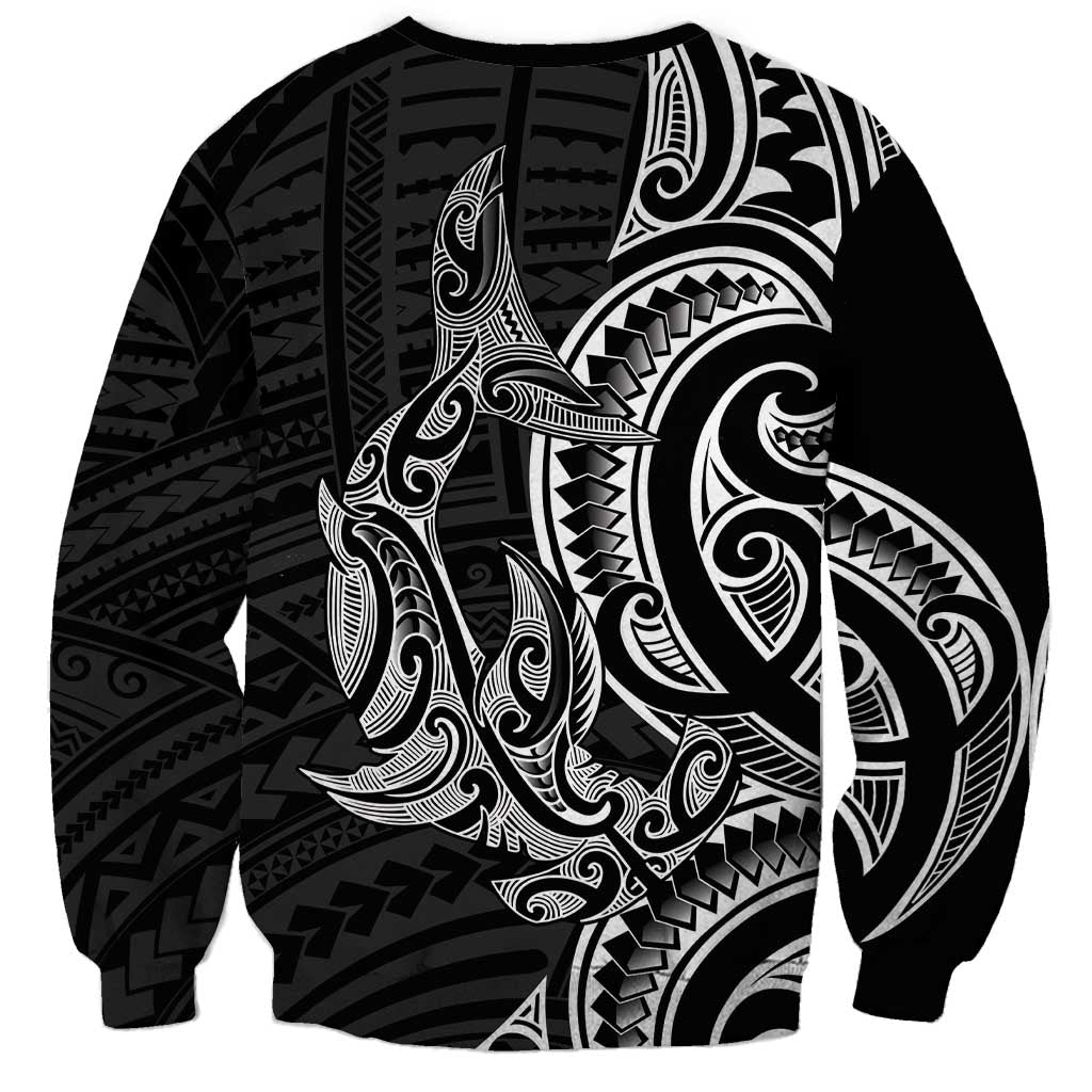 New Zealand Hammerhead Shark Sweatshirt Maori Haehae Mangopare Black - Aussie Hoodie