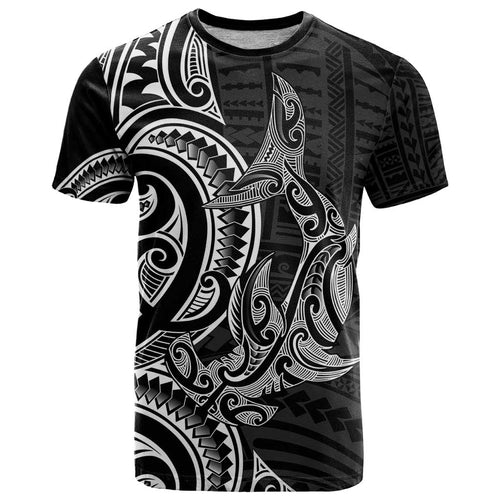 New Zealand Hammerhead Shark T Shirt Maori Haehae Mangopare Black - Aussie Hoodie