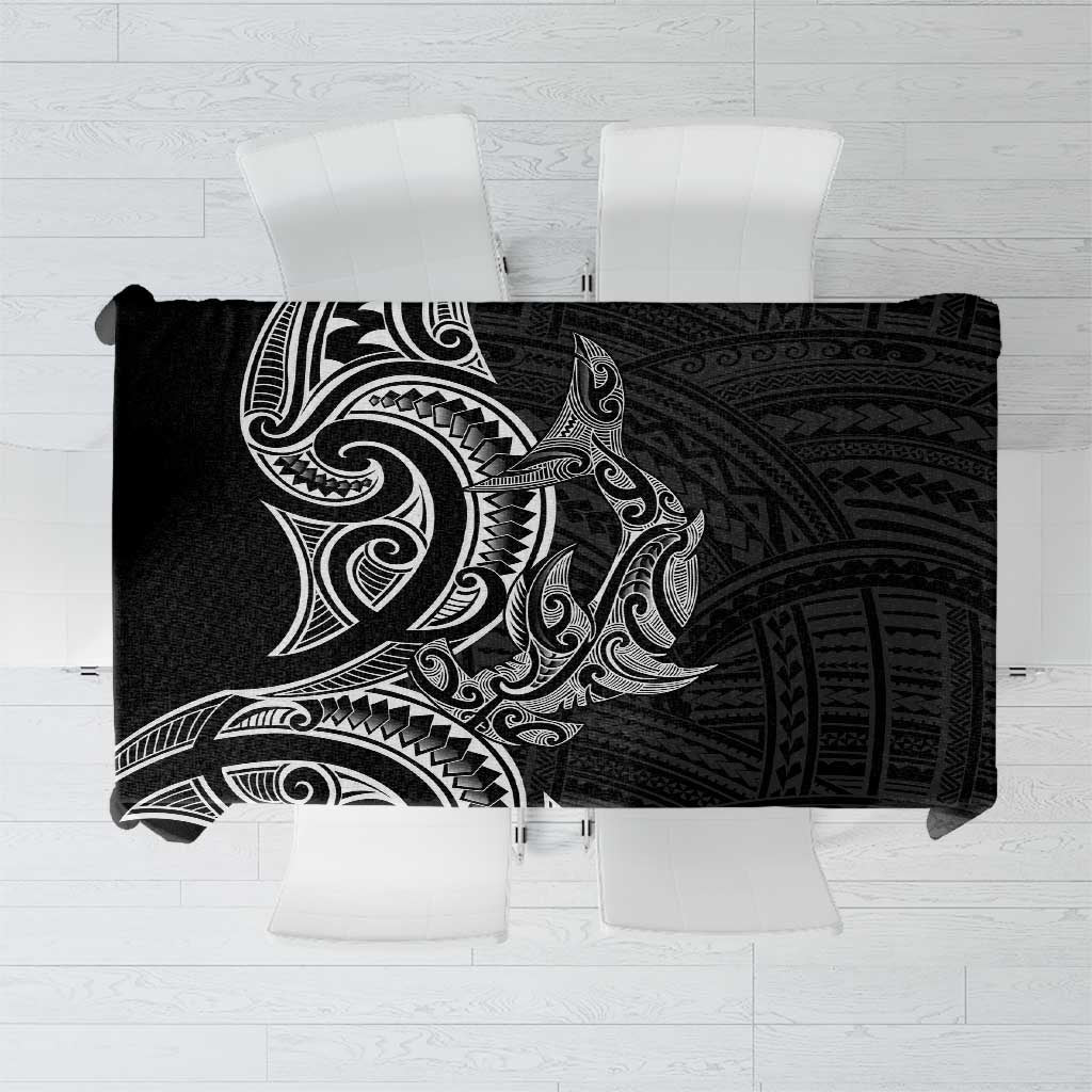 New Zealand Hammerhead Shark Tablecloth Maori Haehae Mangopare Black - Aussie Hoodie