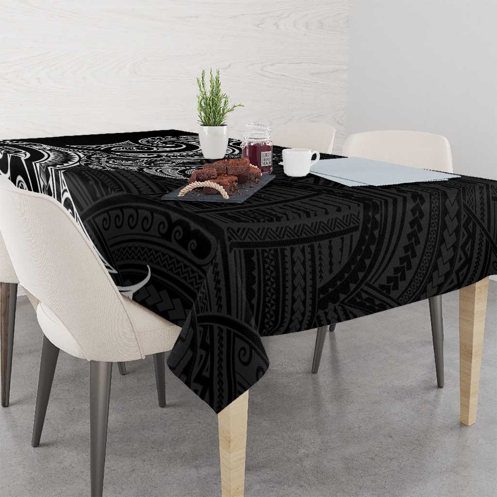 New Zealand Hammerhead Shark Tablecloth Maori Haehae Mangopare Black - Aussie Hoodie