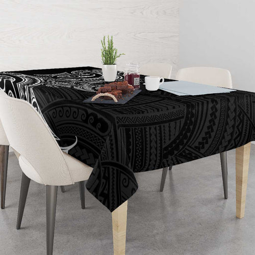 New Zealand Hammerhead Shark Tablecloth Maori Haehae Mangopare Black - Aussie Hoodie