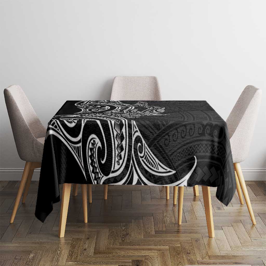 New Zealand Hammerhead Shark Tablecloth Maori Haehae Mangopare Black - Aussie Hoodie