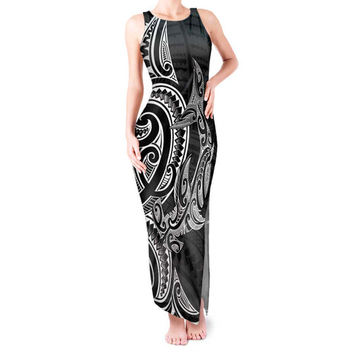 New Zealand Hammerhead Shark Tank Maxi Dress Maori Haehae Mangopare Black - Aussie Hoodie