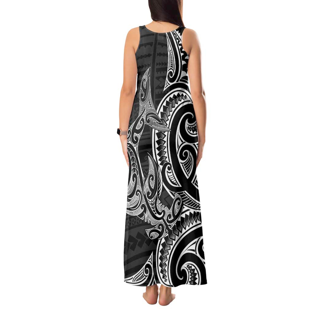 New Zealand Hammerhead Shark Tank Maxi Dress Maori Haehae Mangopare Black - Aussie Hoodie