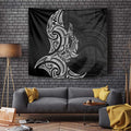 New Zealand Hammerhead Shark Tapestry Maori Haehae Mangopare Black - Aussie Hoodie