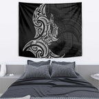 New Zealand Hammerhead Shark Tapestry Maori Haehae Mangopare Black - Aussie Hoodie