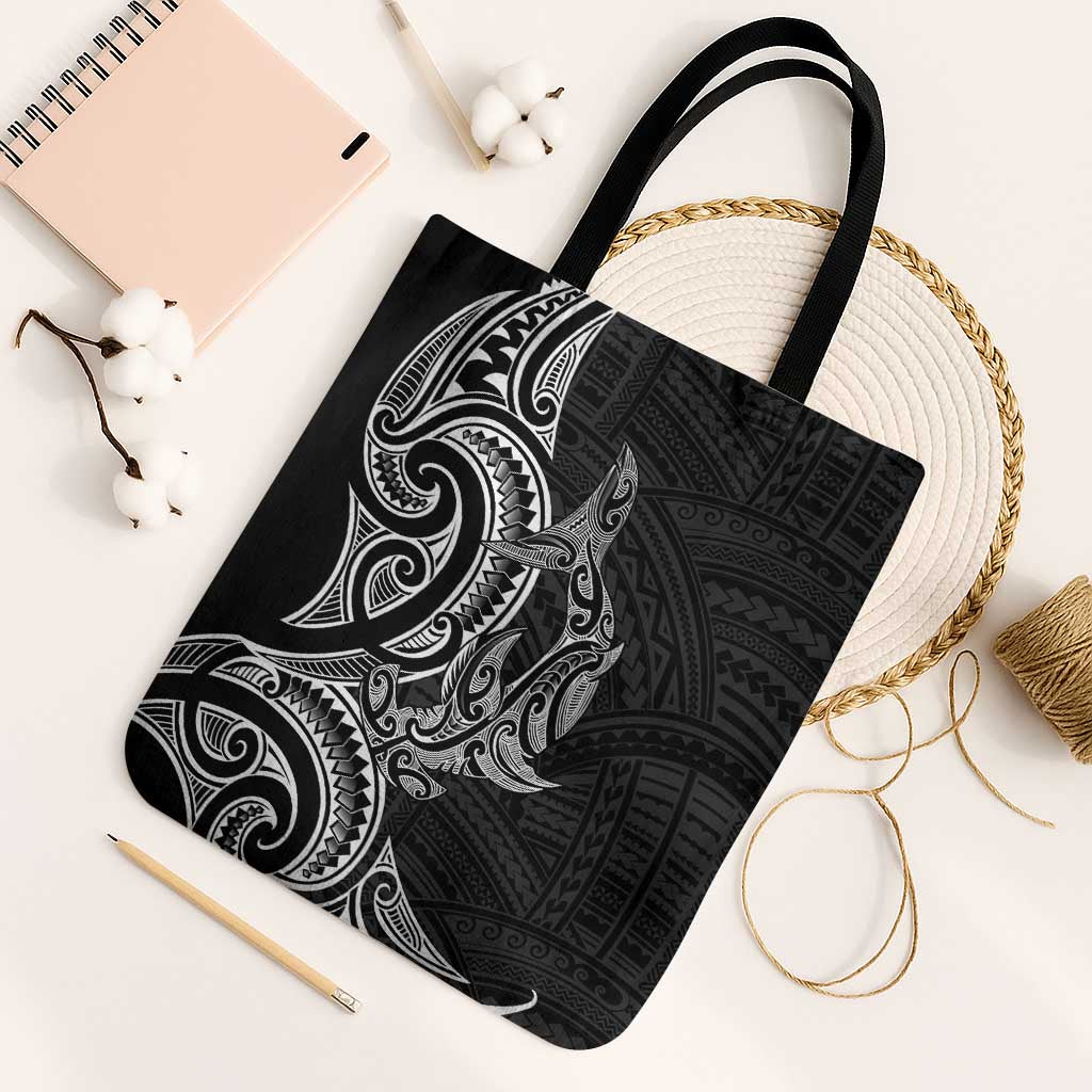 New Zealand Hammerhead Shark Tote Bag Maori Haehae Mangopare Black - Aussie Hoodie
