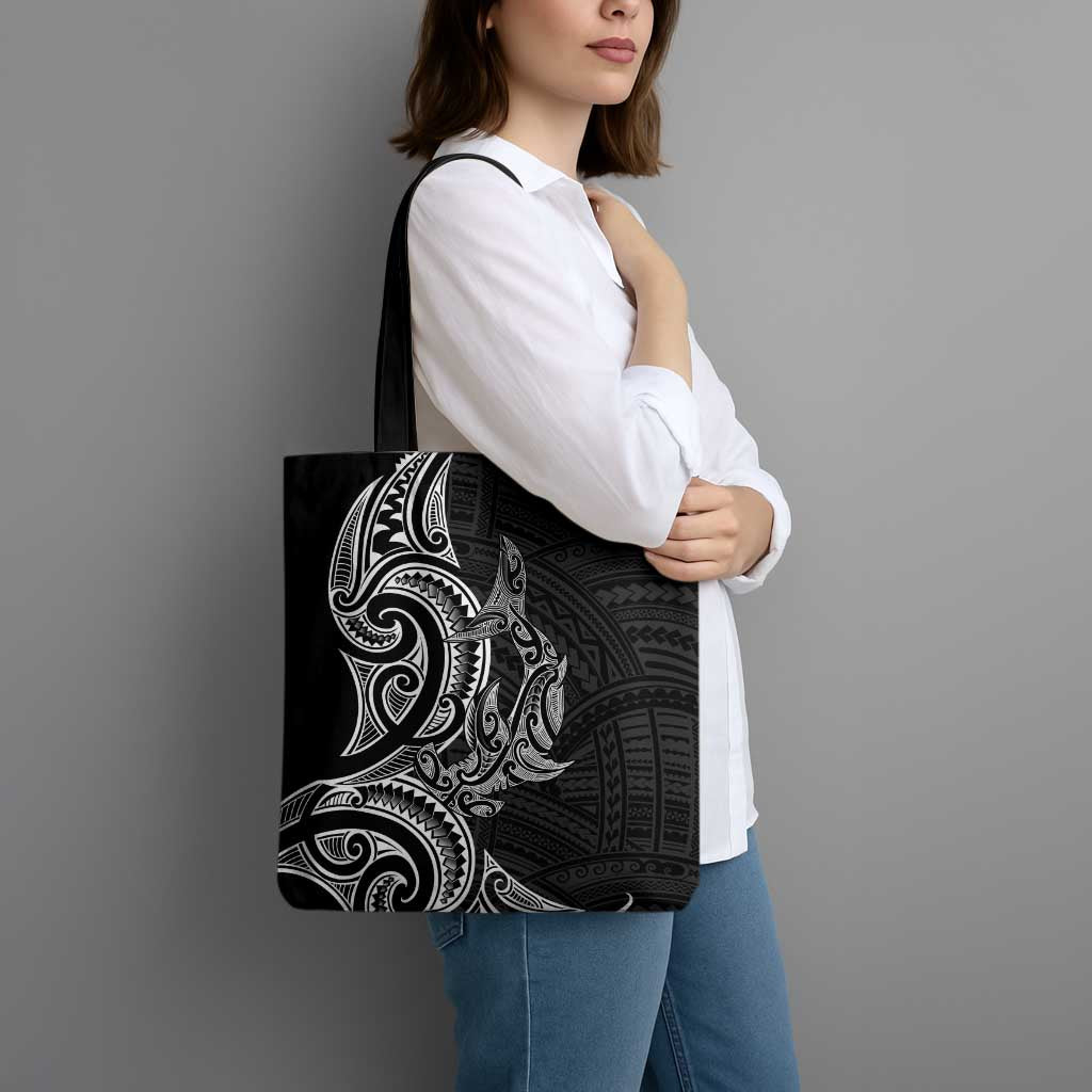 New Zealand Hammerhead Shark Tote Bag Maori Haehae Mangopare Black - Aussie Hoodie