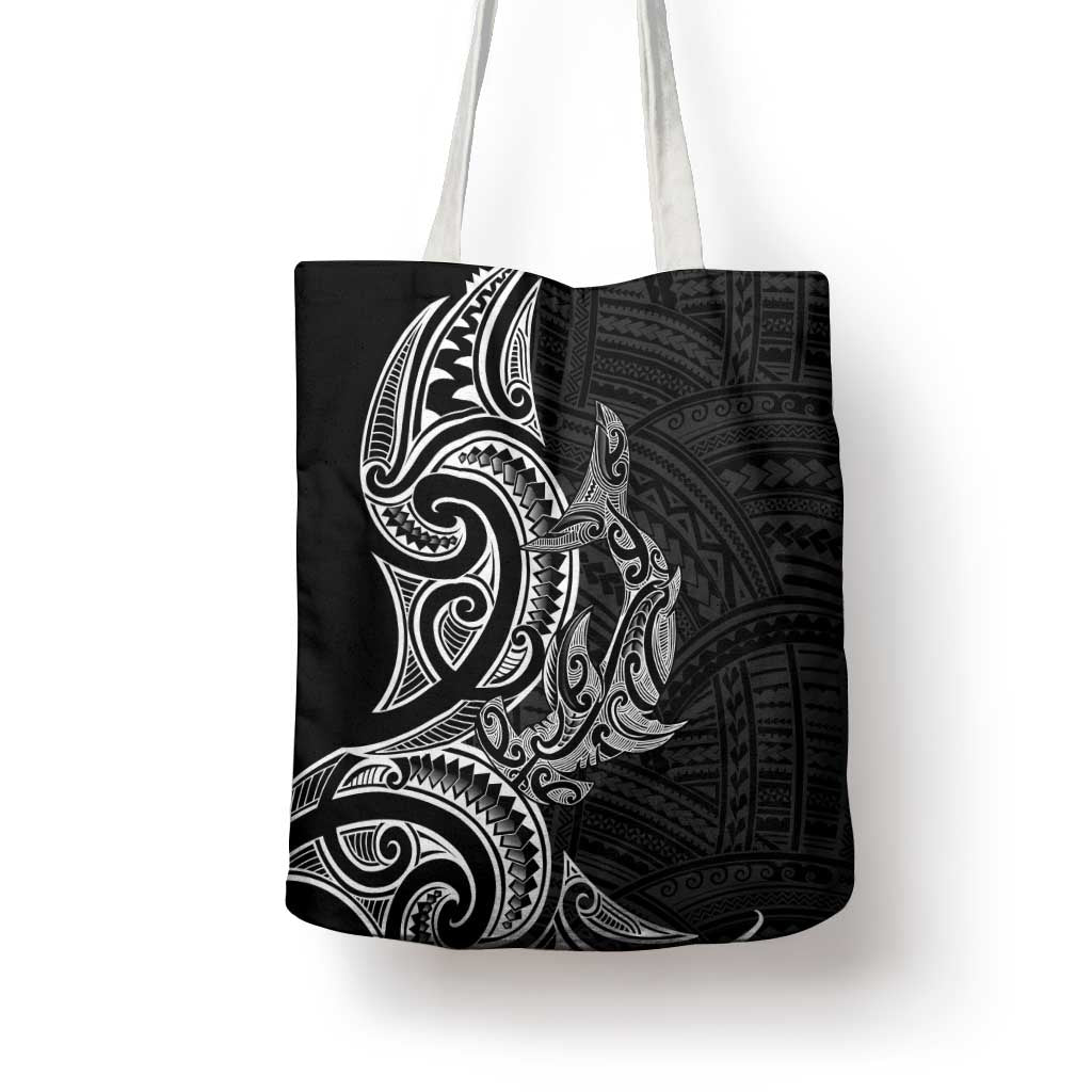 New Zealand Hammerhead Shark Tote Bag Maori Haehae Mangopare Black - Aussie Hoodie