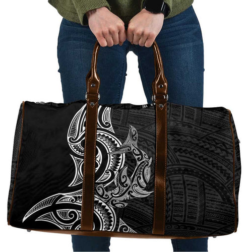 New Zealand Hammerhead Shark Travel Bag Maori Haehae Mangopare Black - Aussie Hoodie