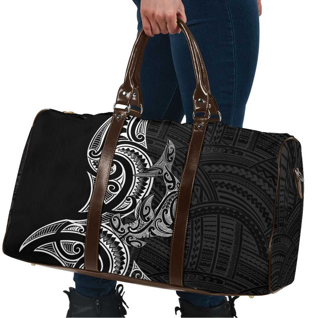 New Zealand Hammerhead Shark Travel Bag Maori Haehae Mangopare Black - Aussie Hoodie
