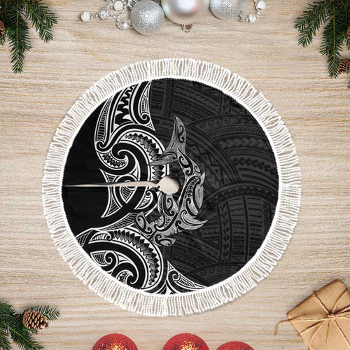 New Zealand Hammerhead Shark Tree Skirt Maori Haehae Mangopare Black - Aussie Hoodie