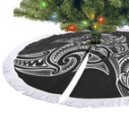 New Zealand Hammerhead Shark Tree Skirt Maori Haehae Mangopare Black - Aussie Hoodie