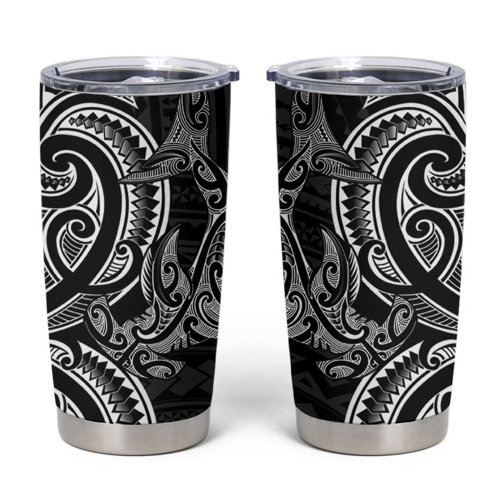 New Zealand Hammerhead Shark Tumbler Cup Maori Haehae Mangopare Black - Aussie Hoodie