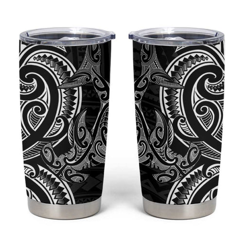 New Zealand Hammerhead Shark Tumbler Cup Maori Haehae Mangopare Black - Aussie Hoodie
