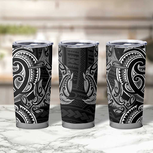 New Zealand Hammerhead Shark Tumbler Cup Maori Haehae Mangopare Black - Aussie Hoodie