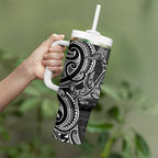 New Zealand Hammerhead Shark Tumbler With Handle Maori Haehae Mangopare Black - Aussie Hoodie