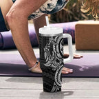 New Zealand Hammerhead Shark Tumbler With Handle Maori Haehae Mangopare Black - Aussie Hoodie