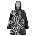 New Zealand Hammerhead Shark Wearable Blanket Hoodie Maori Haehae Mangopare Black - Aussie Hoodie