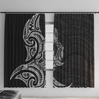 New Zealand Hammerhead Shark Window Curtain Maori Haehae Mangopare Black - Aussie Hoodie