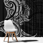New Zealand Hammerhead Shark Window Curtain Maori Haehae Mangopare Black - Aussie Hoodie