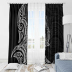 New Zealand Hammerhead Shark Window Curtain Maori Haehae Mangopare Black - Aussie Hoodie