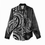 New Zealand Hammerhead Shark Women Casual Shirt Maori Haehae Mangopare Black - Aussie Hoodie