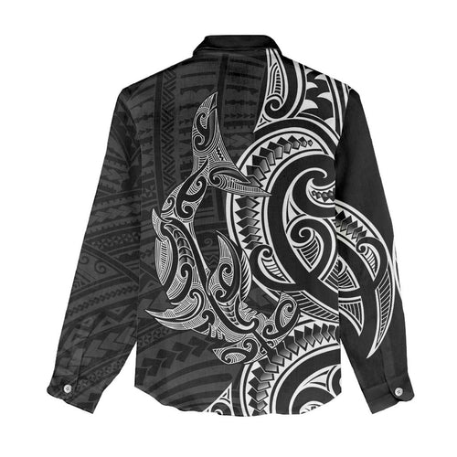 New Zealand Hammerhead Shark Women Casual Shirt Maori Haehae Mangopare Black - Aussie Hoodie
